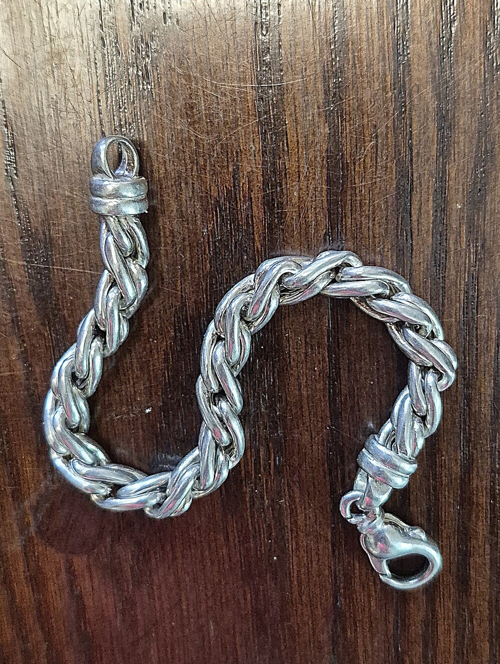 ITALY925 Vintage Sterling Silver Braided Rope Chain Bracelet - Picture 2 of 10